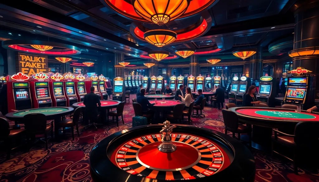 Experience the thrill of 78win's luxurious casino gaming with tables, vibrant lights, and intense gameplay.